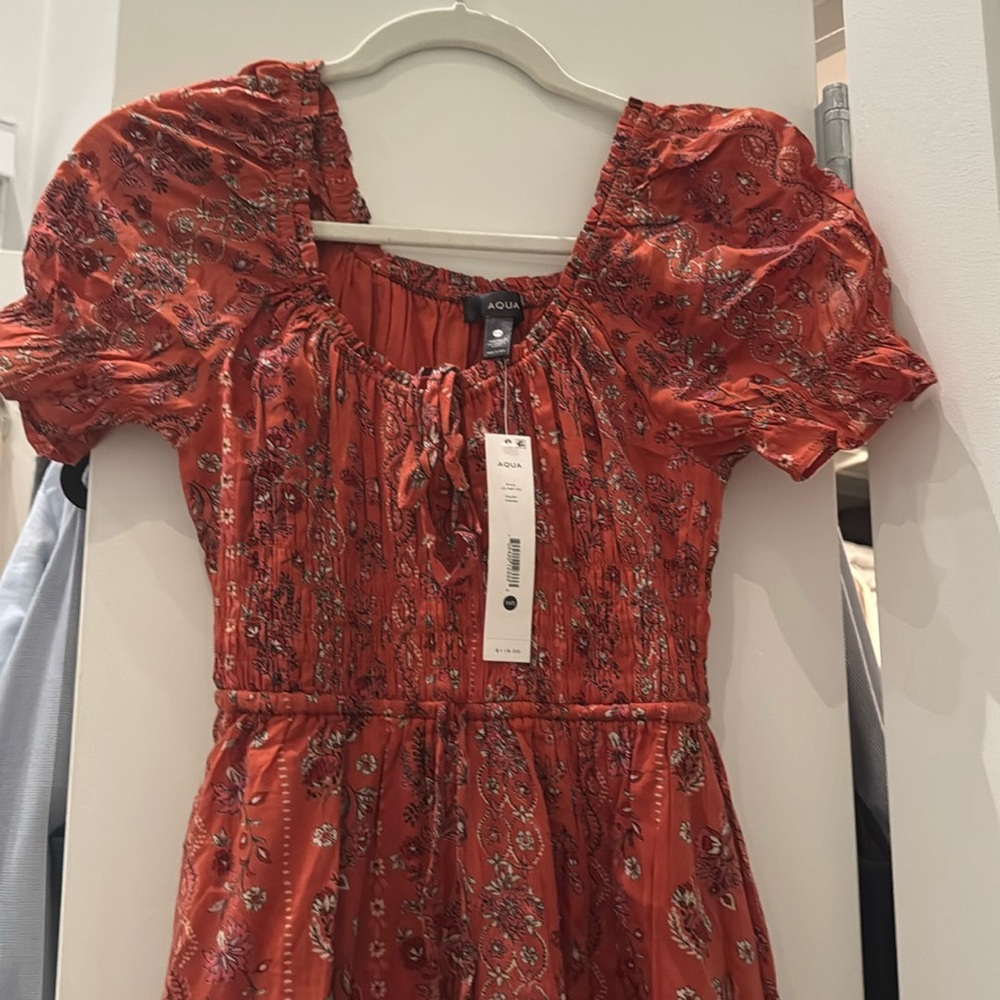 Aqua dress from Bloomingdale’s. NWT